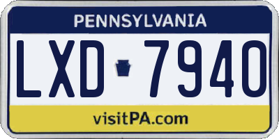PA license plate LXD7940