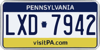 PA license plate LXD7942