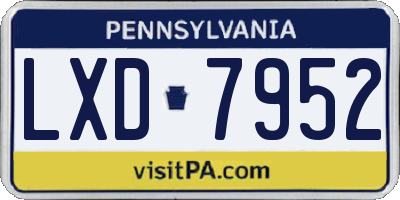 PA license plate LXD7952