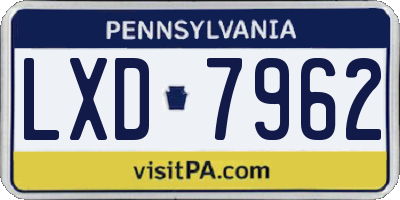 PA license plate LXD7962