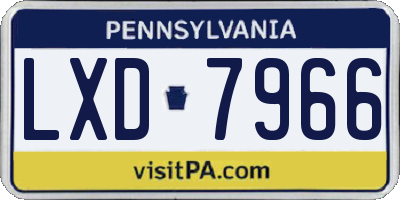 PA license plate LXD7966