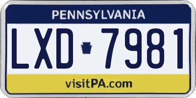 PA license plate LXD7981