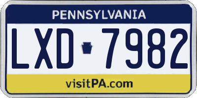 PA license plate LXD7982