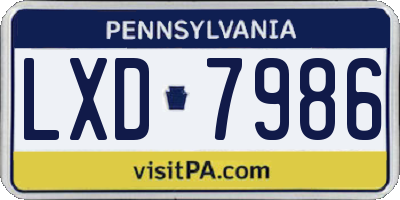 PA license plate LXD7986