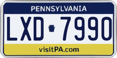 PA license plate LXD7990