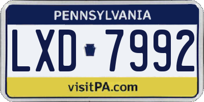 PA license plate LXD7992