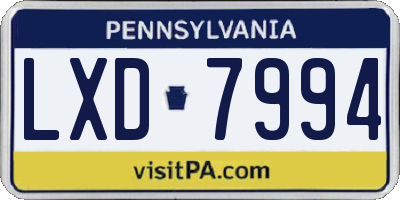 PA license plate LXD7994