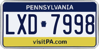 PA license plate LXD7998