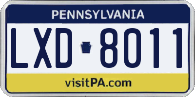 PA license plate LXD8011