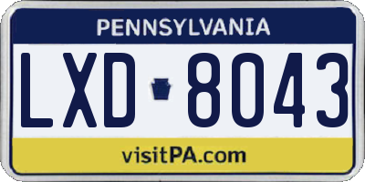 PA license plate LXD8043