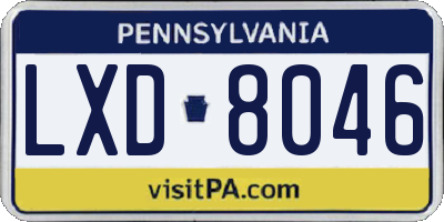PA license plate LXD8046