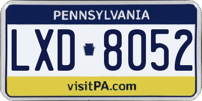 PA license plate LXD8052