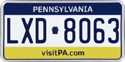 PA license plate LXD8063