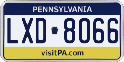 PA license plate LXD8066