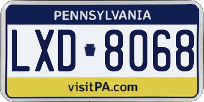 PA license plate LXD8068