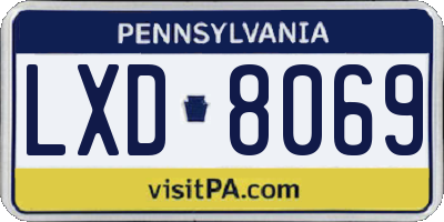 PA license plate LXD8069
