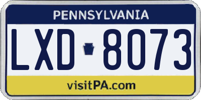 PA license plate LXD8073