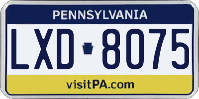 PA license plate LXD8075