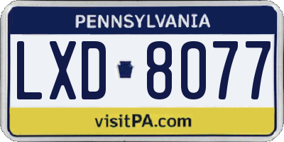 PA license plate LXD8077