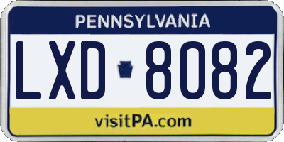 PA license plate LXD8082