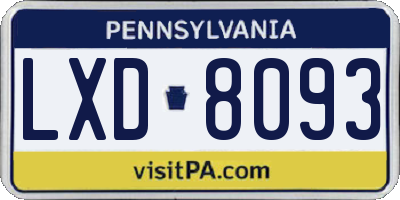 PA license plate LXD8093