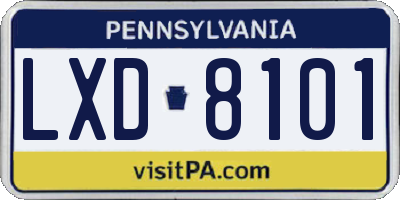 PA license plate LXD8101