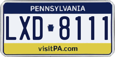 PA license plate LXD8111
