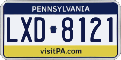 PA license plate LXD8121