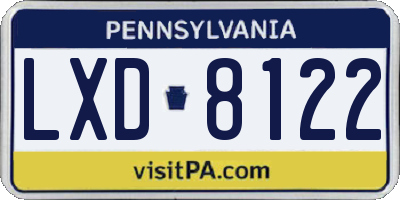 PA license plate LXD8122