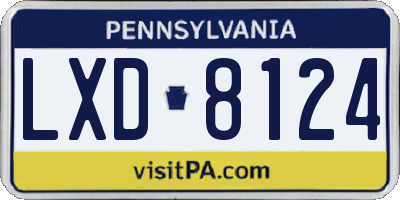 PA license plate LXD8124