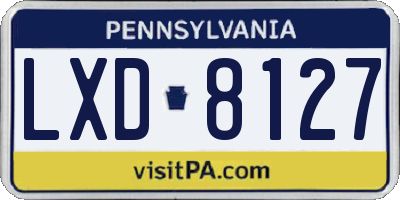 PA license plate LXD8127