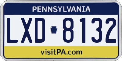 PA license plate LXD8132