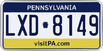 PA license plate LXD8149