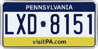 PA license plate LXD8151