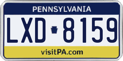PA license plate LXD8159
