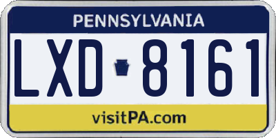 PA license plate LXD8161