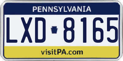 PA license plate LXD8165