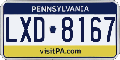 PA license plate LXD8167