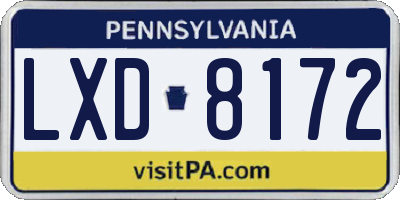 PA license plate LXD8172