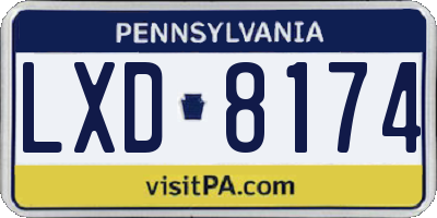 PA license plate LXD8174