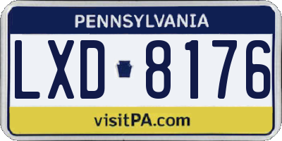 PA license plate LXD8176