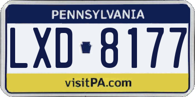 PA license plate LXD8177