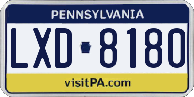 PA license plate LXD8180