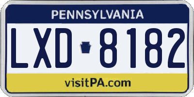 PA license plate LXD8182