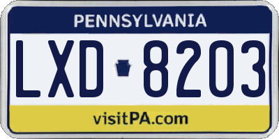 PA license plate LXD8203
