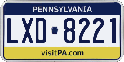 PA license plate LXD8221