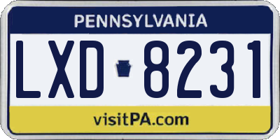 PA license plate LXD8231