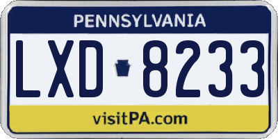 PA license plate LXD8233