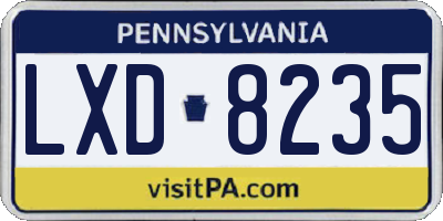 PA license plate LXD8235