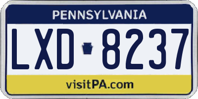 PA license plate LXD8237